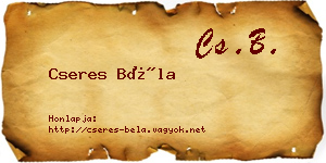 Cseres Béla névjegykártya